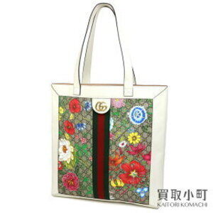 Gucci Ophidia GG Flower Tote Bag Web Stripe White Green Red Multicolor
